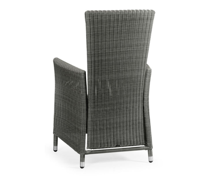 Outdoor Grey Wicker Rattan Reclining Dining Chair