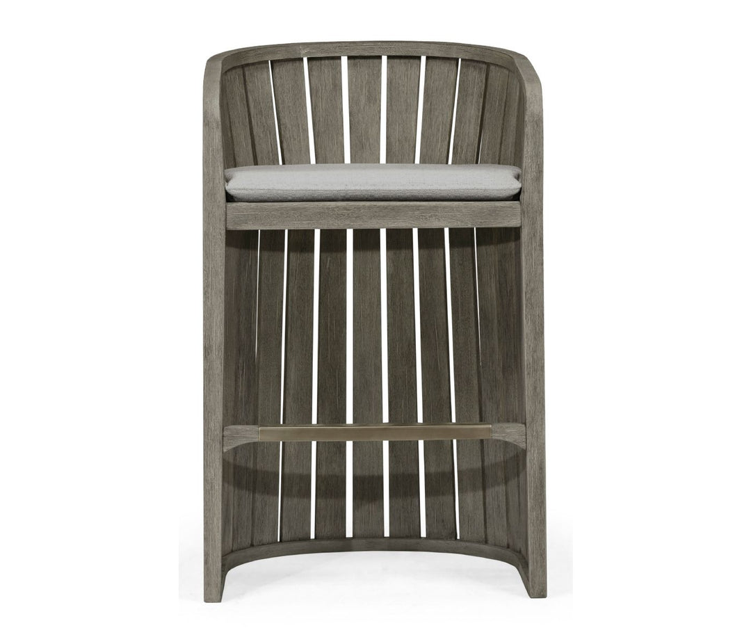 Slatted Grey Outdoor Bar Stool