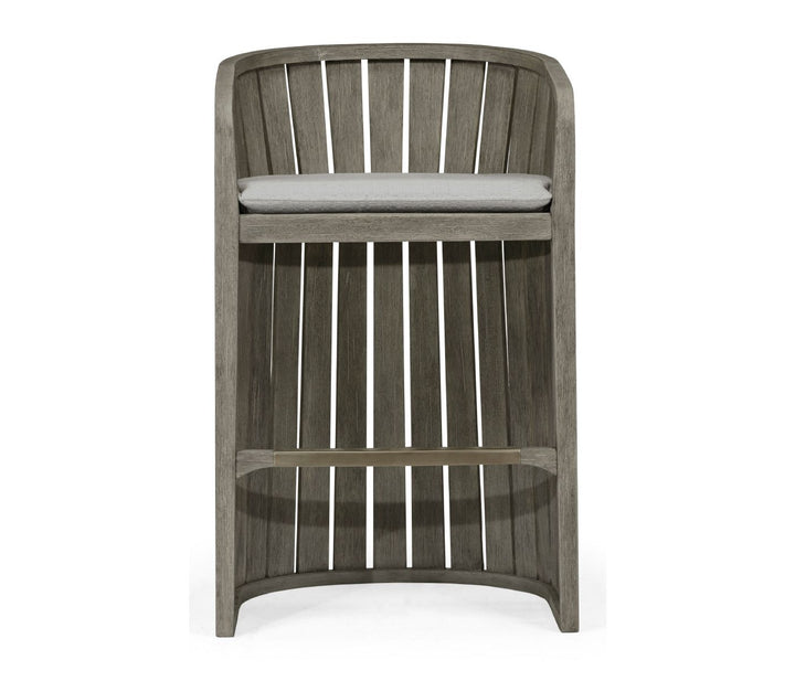Slatted Grey Outdoor Bar Stool