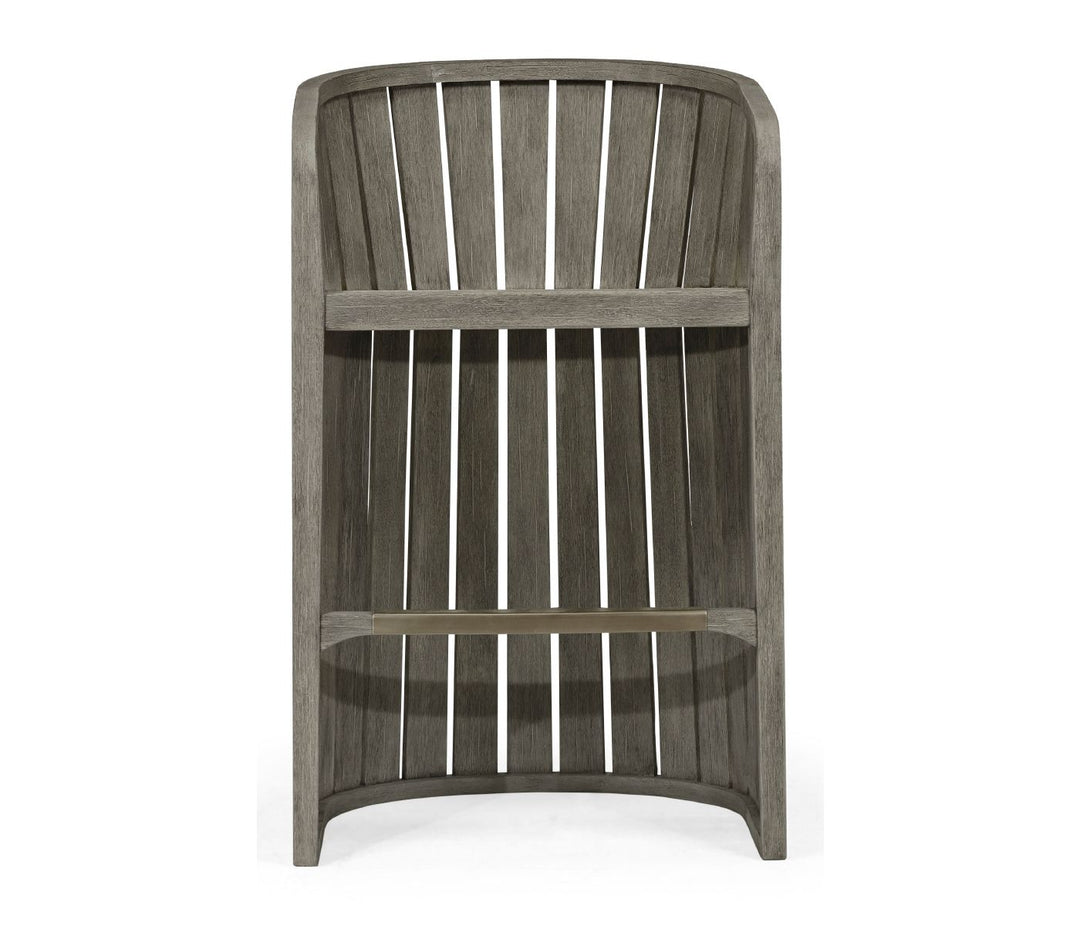 Slatted Grey Outdoor Bar Stool
