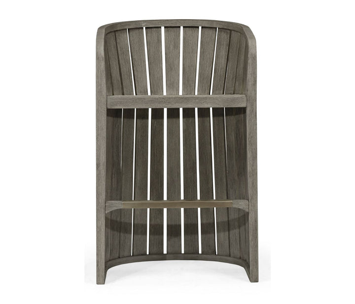 Slatted Grey Outdoor Bar Stool