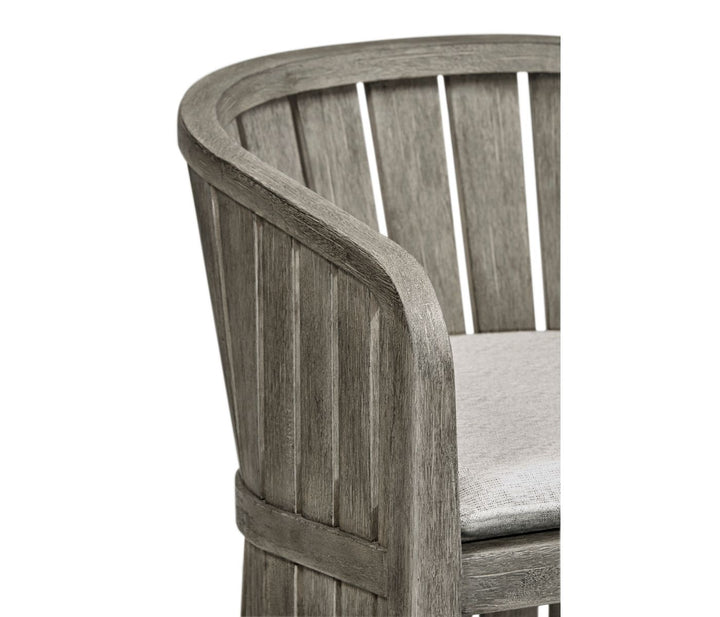 Slatted Grey Outdoor Bar Stool