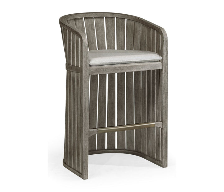 Slatted Grey Outdoor Bar Stool
