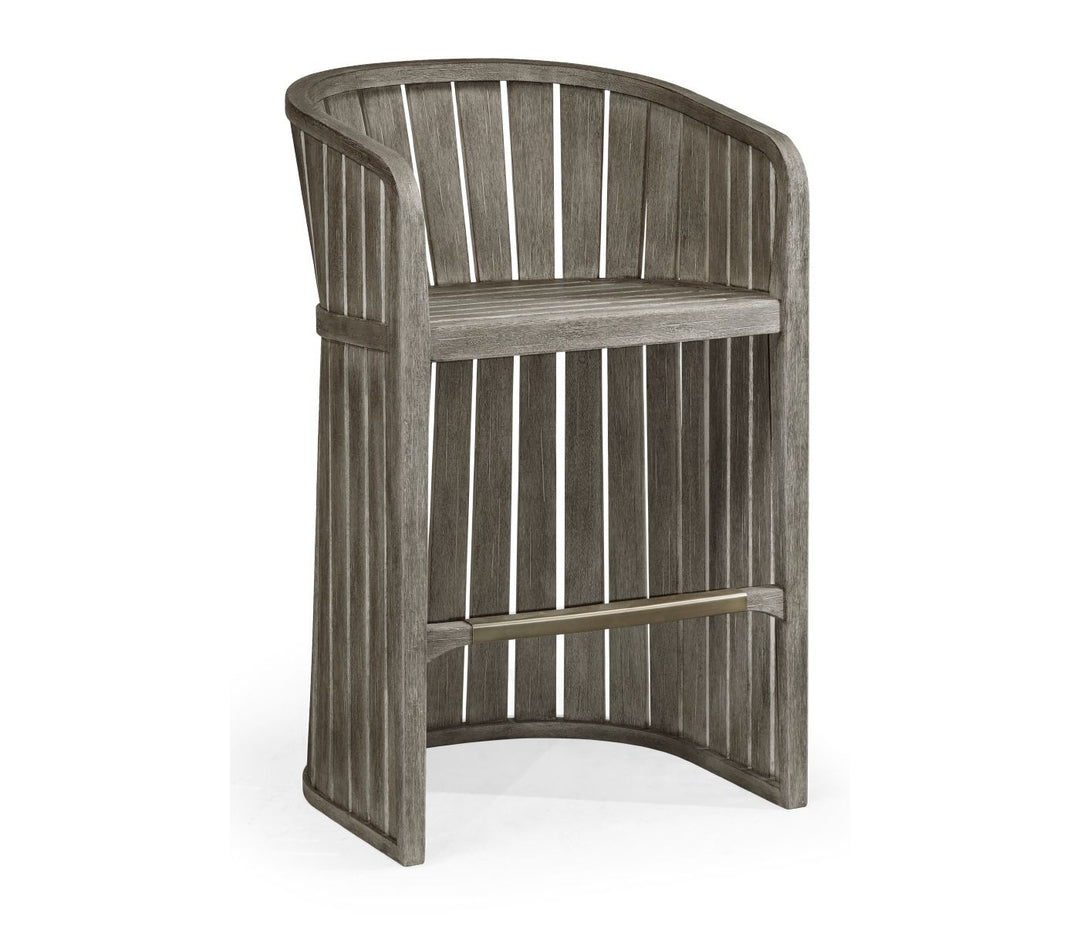 Slatted Grey Outdoor Bar Stool
