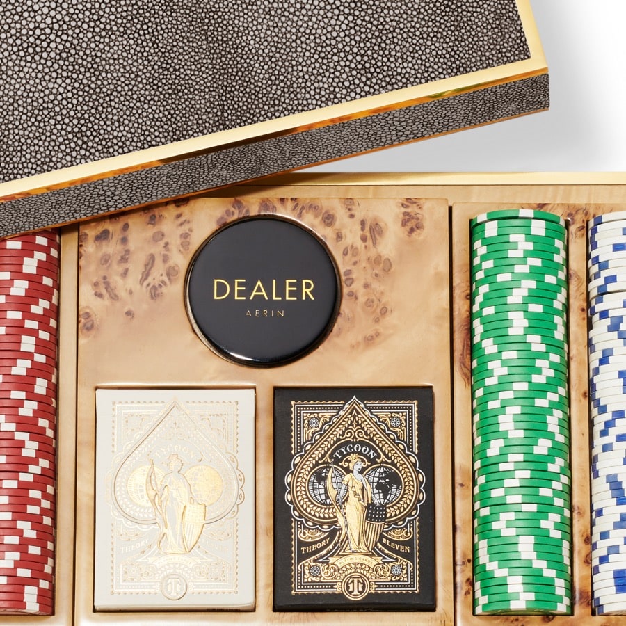 Aerin Poker Set Shagreen Chocolate