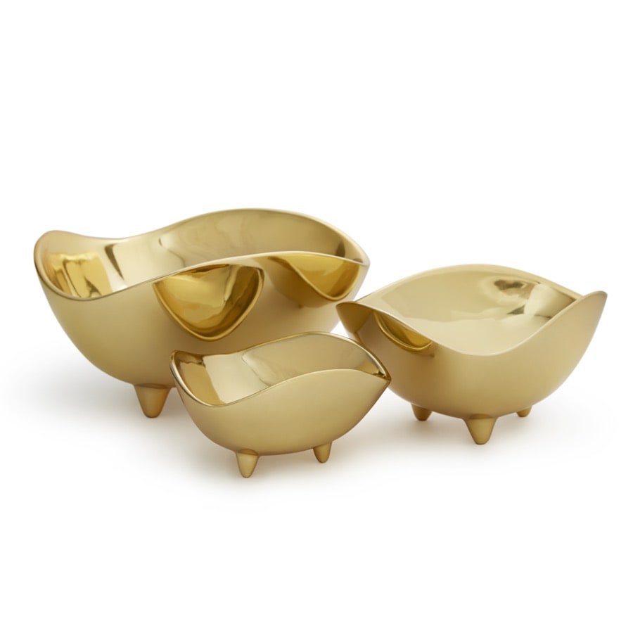 Load image into Gallery viewer, Aerin Serveringsskål Triangular Gold Small
