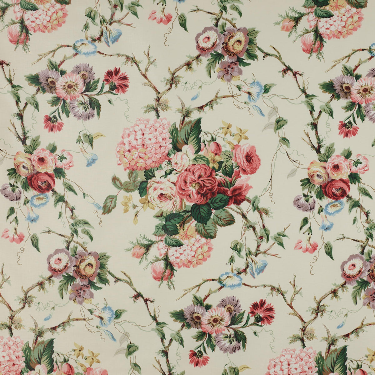 Colefax and Fowler Fabric Amberley Pink Green