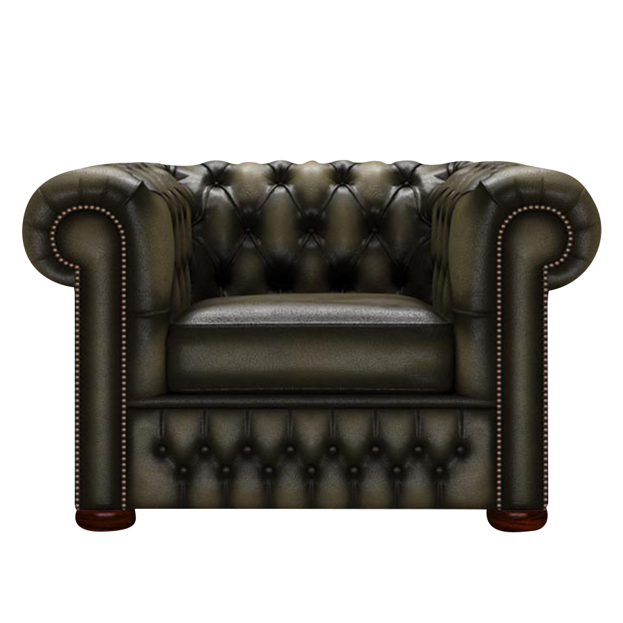 Classic Chesterfield Fåtölj Antique Olive