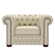 Classic Chesterfield Fåtölj Birch Ivory