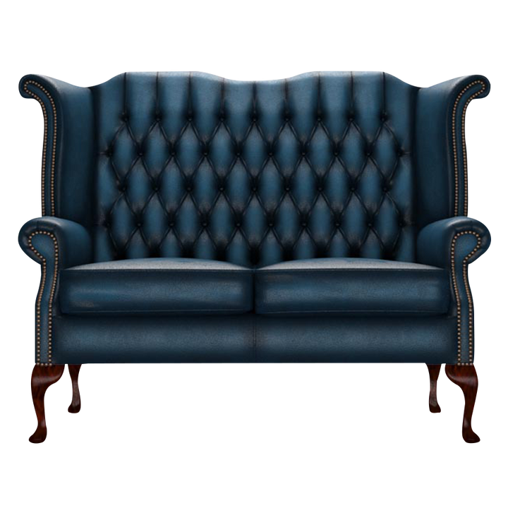 Byron 2 Sits Chesterfield Soffa Antique Blue