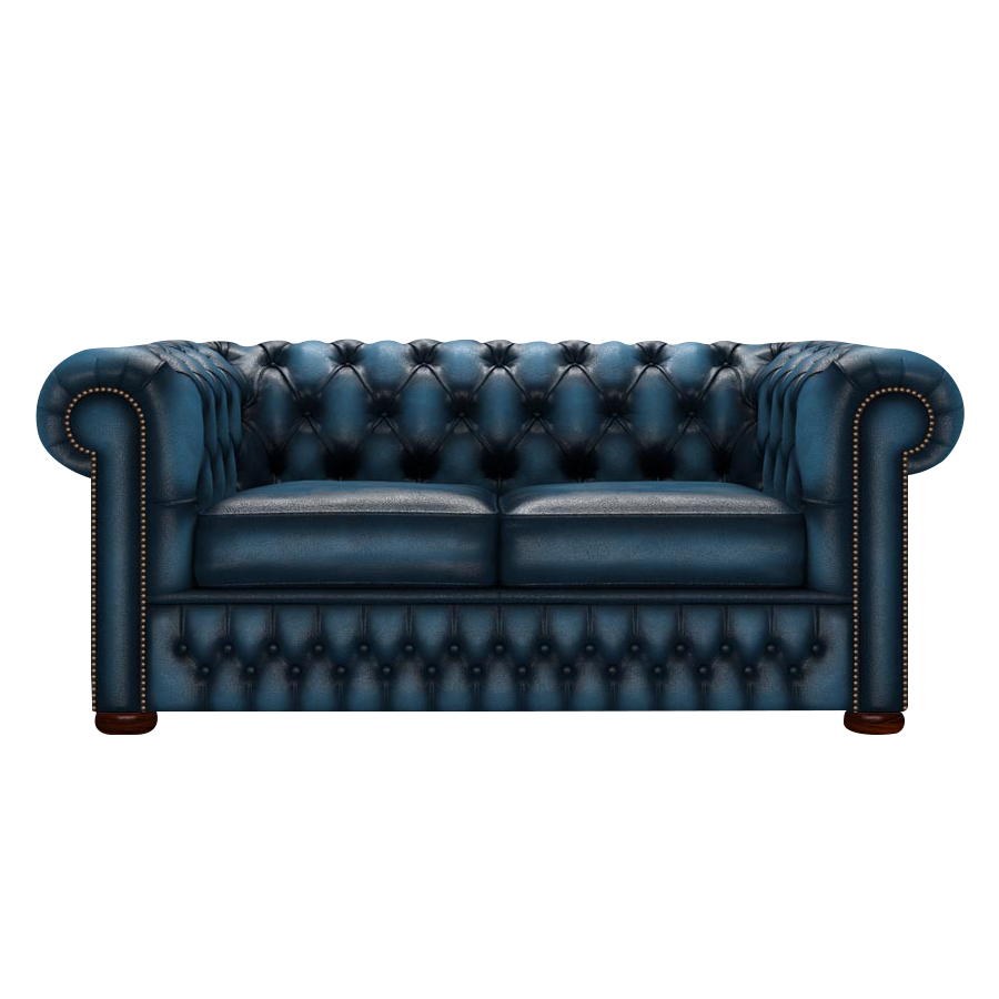 Classic 2 Sits Chesterfield Soffa Antique Blue