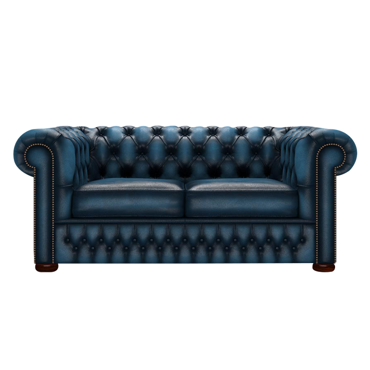 Classic 2 Sits Chesterfield Soffa Antique Blue