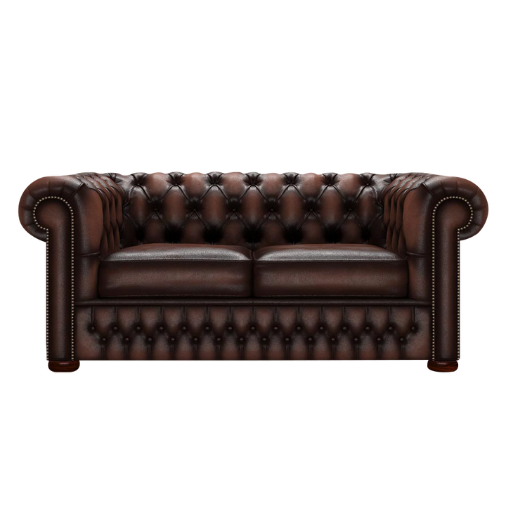 Classic 2 Sits Chesterfield Soffa Antique Brown