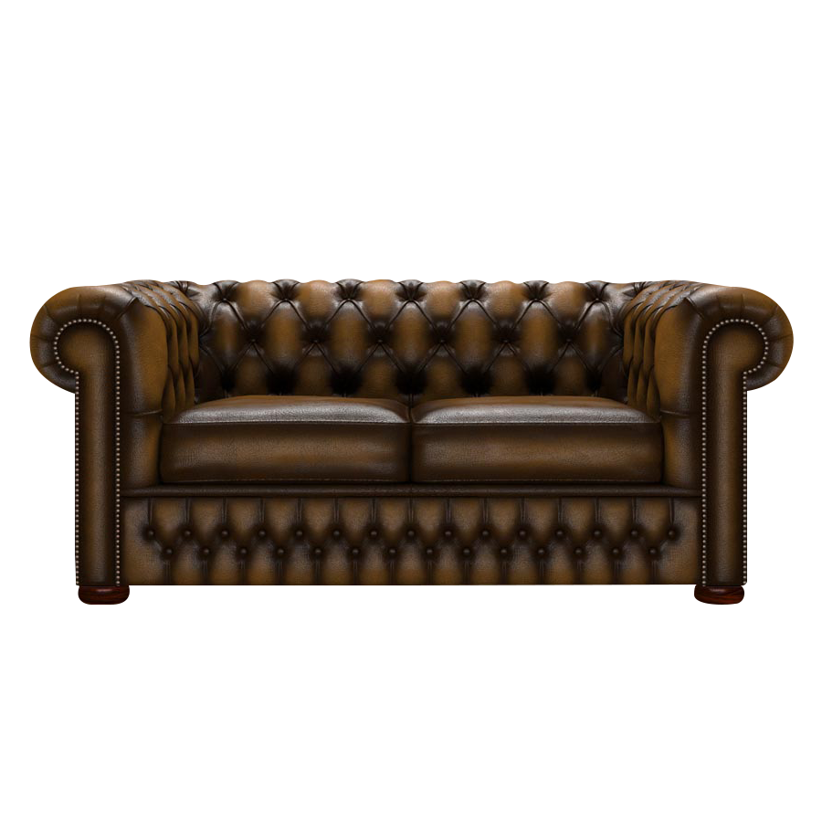 Classic 2 Sits Chesterfield Soffa Antique Gold