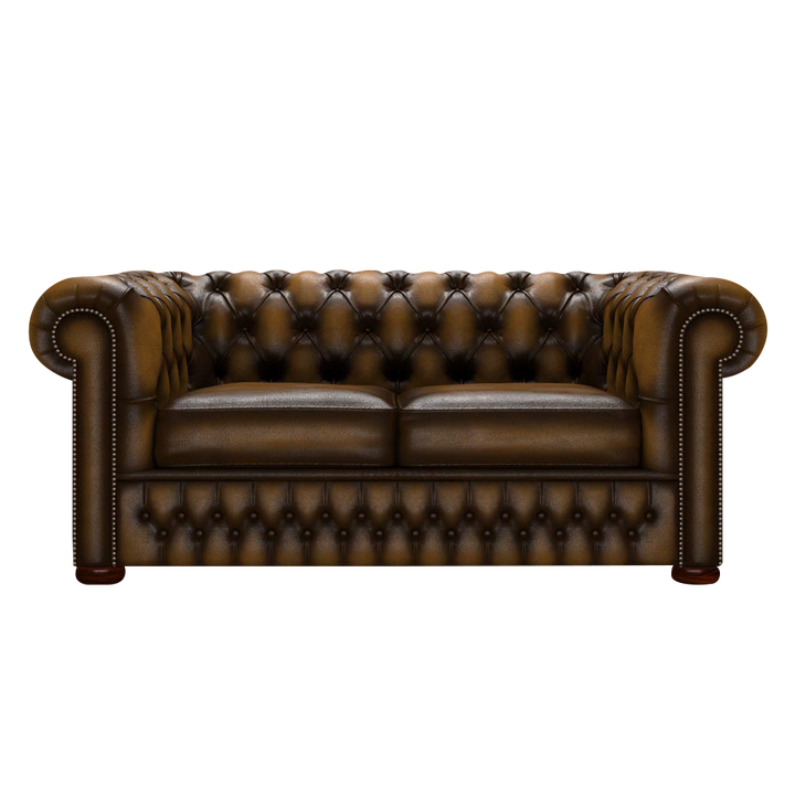 Classic 2 Sits Chesterfield Soffa Antique Gold