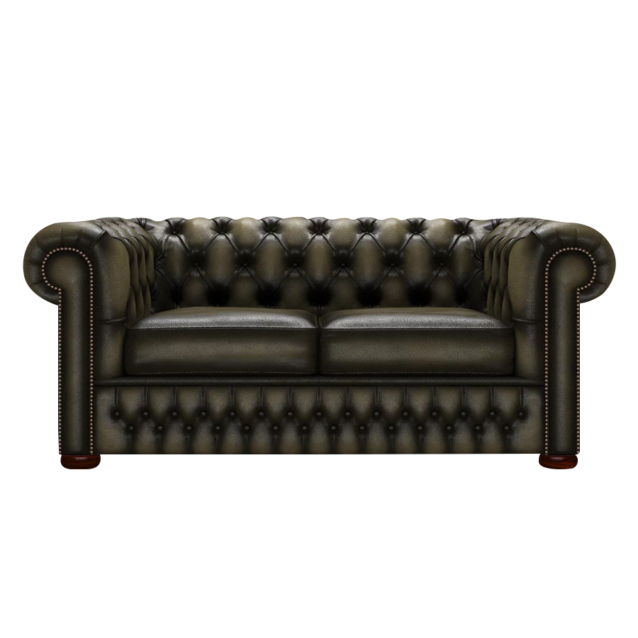 Classic 2 Sits Chesterfield Soffa Antique Olive