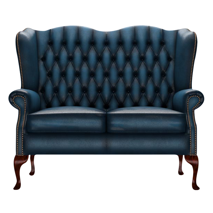 Gladstone 2 Sits Chesterfield Soffa Antique Blue
