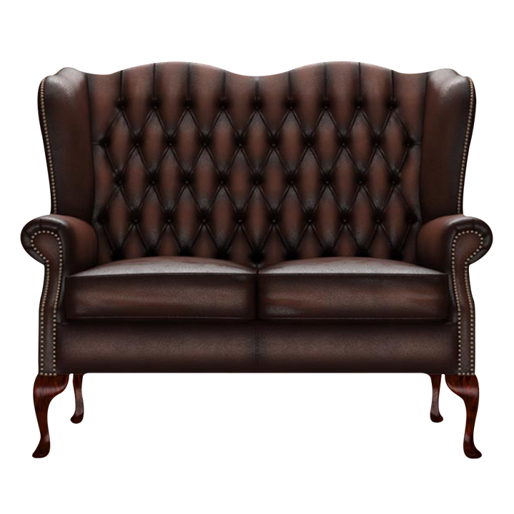 Gladstone 2 Sits Chesterfield Soffa Antique Brown