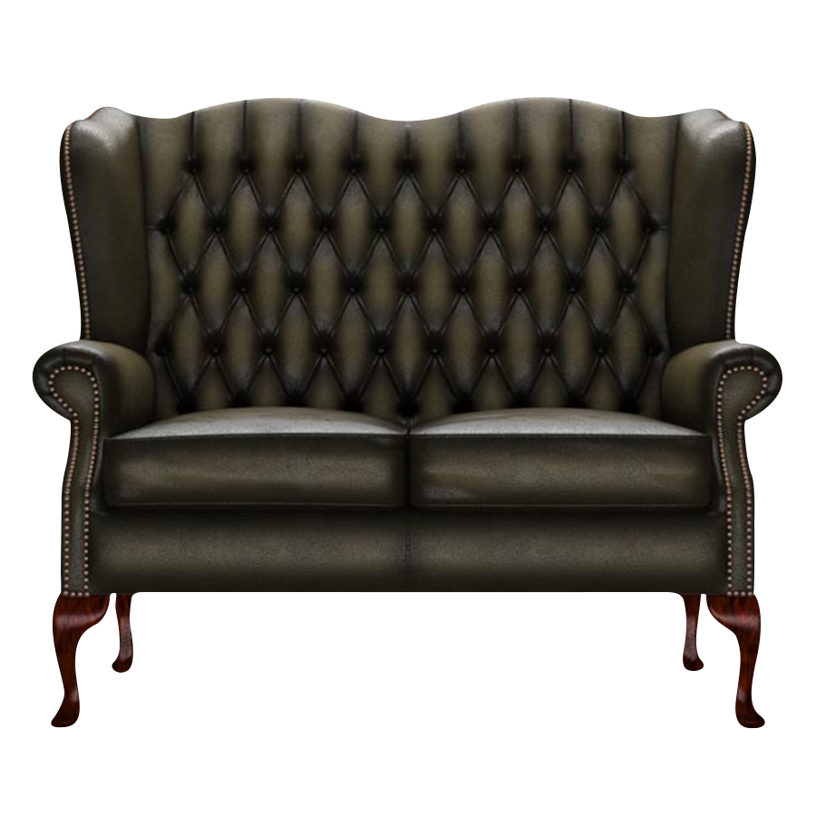 Gladstone 2 Sits Chesterfield Soffa Antique Olive