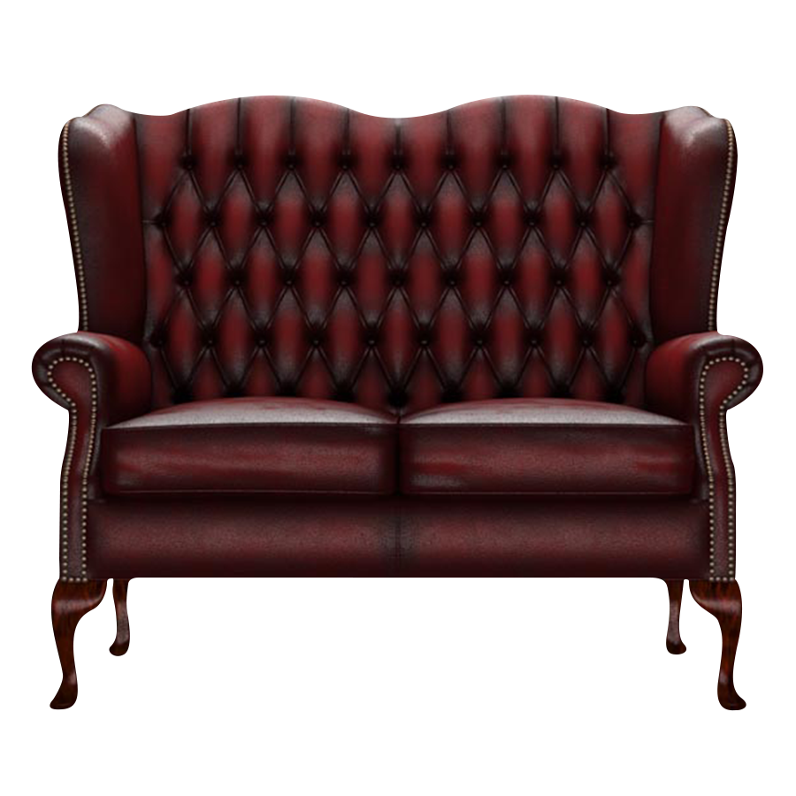 Gladstone 2 Sits Chesterfield Soffa Antique Red