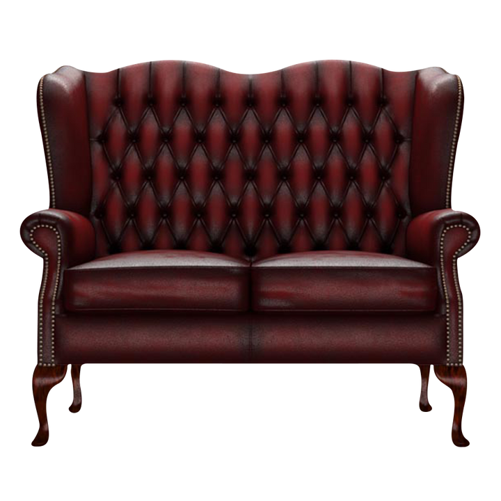 Gladstone 2 Sits Chesterfield Soffa Antique Red