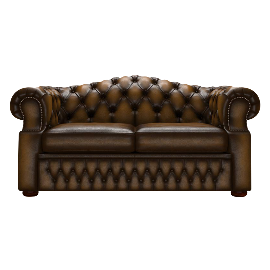 Lawrence 2 Sits Chesterfield Soffa Antique Gold