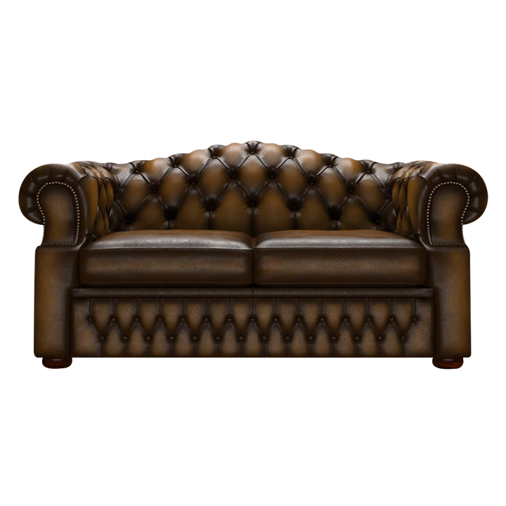 Lawrence 2 Sits Chesterfield Soffa Antique Gold