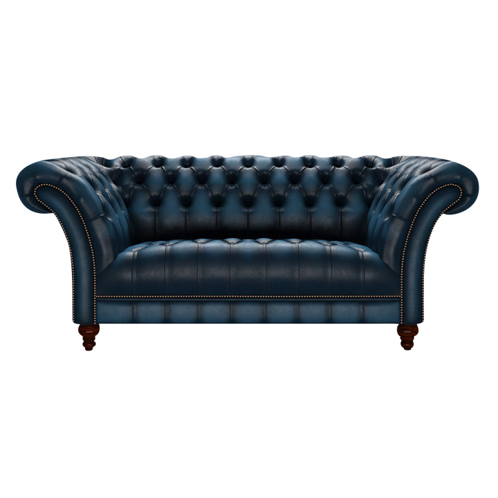 Montgomery 2 Sits Chesterfield Soffa Antique Blue