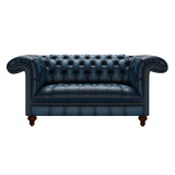 Nelson 2 Sits Chesterfield Soffa Antique Blue