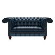 Nelson 2 Sits Chesterfield Soffa Antique Blue