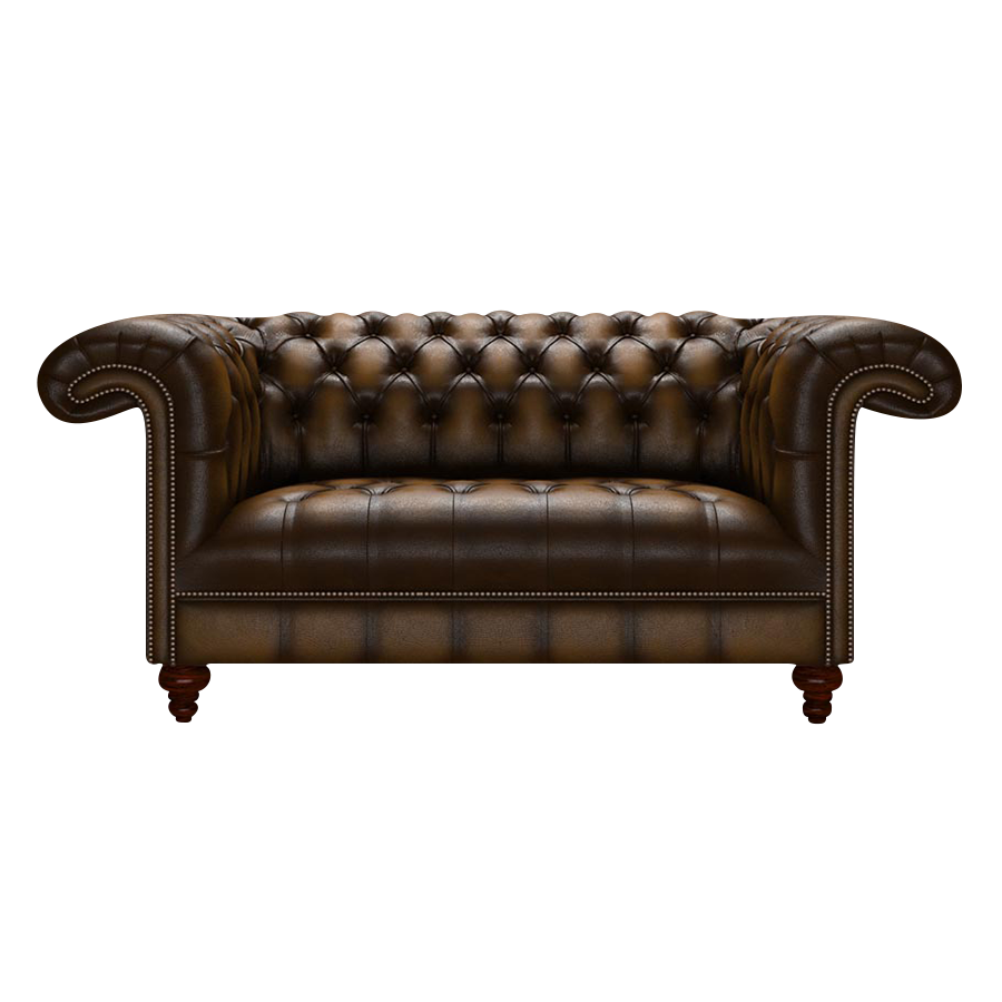 Nelson 2 Sits Chesterfield Soffa Antique Gold