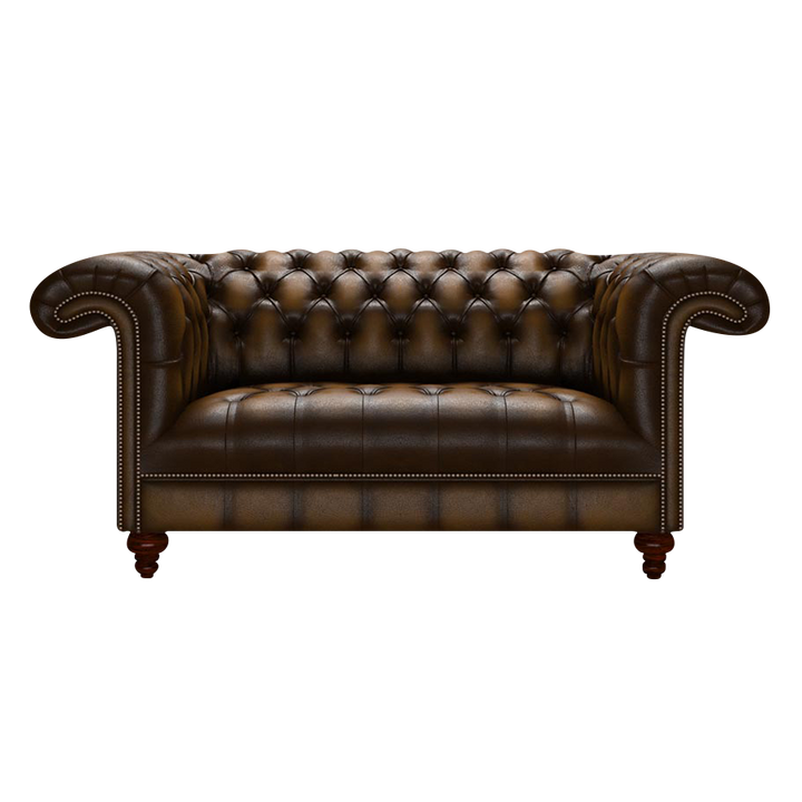 Nelson 2 Sits Chesterfield Soffa Antique Gold