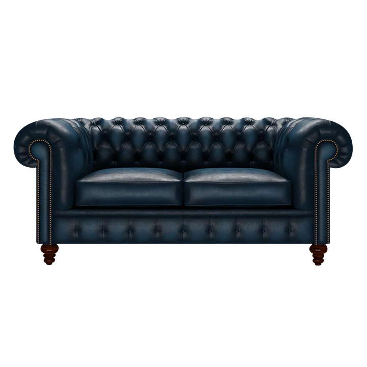 Raleigh 2 Sits Chesterfield Soffa Antique Blue