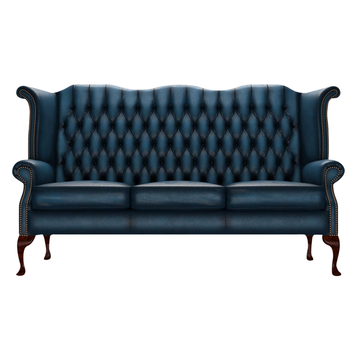 Byron 3 Sits Chesterfield Soffa Antique Blue