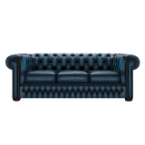 Classic 3 Sits Chesterfield Soffa Antique Blue
