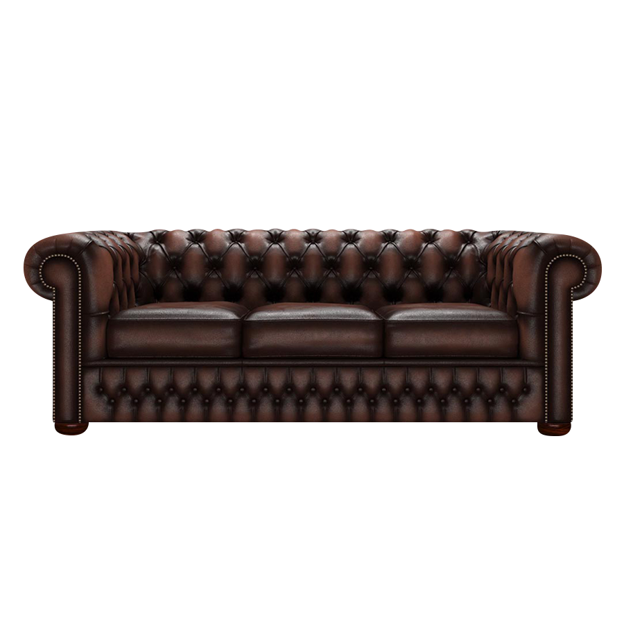 Classic 3 Sits Chesterfield Soffa Antique Brown