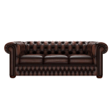 Classic 3 Sits Chesterfield Soffa Antique Brown