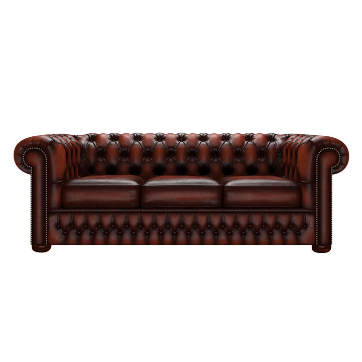 Classic 3 Sits Chesterfield Soffa Antique Chestnut