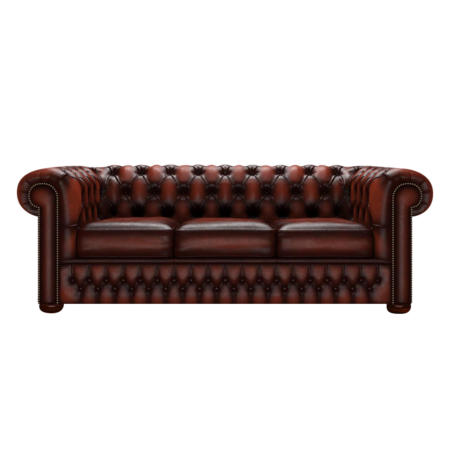 Classic 3 Sits Chesterfield Soffa Antique Chestnut