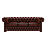 Classic 3 Sits Chesterfield Soffa Antique Chestnut