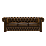 Classic 3 Sits Chesterfield Soffa Antique Gold