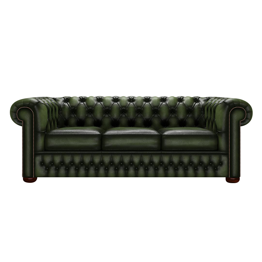 Classic 3 Sits Chesterfield Soffa Antique Green