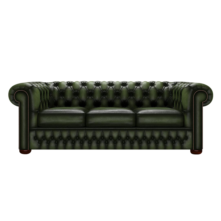 Classic 3 Sits Chesterfield Soffa Antique Green