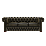Classic 3 Sits Chesterfield Soffa Antique Olive