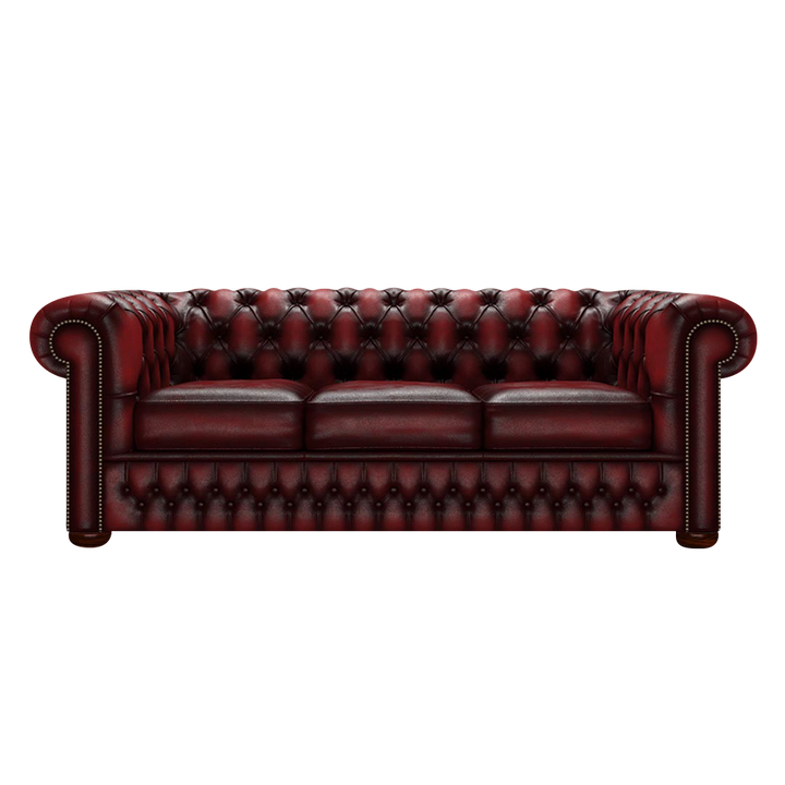 Classic 3 Sits Chesterfield Soffa Antique Red
