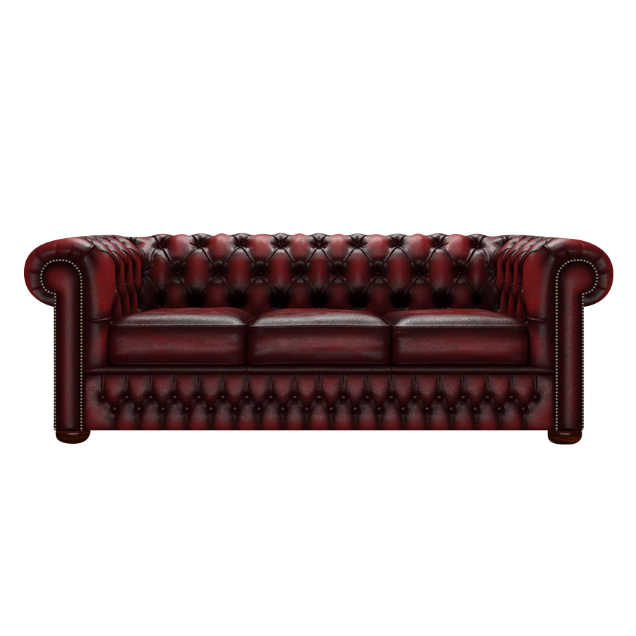 Classic 3 Sits Chesterfield Soffa Antique Red