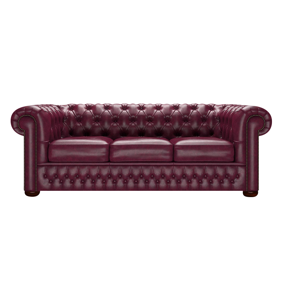 Classic 3 Sits Chesterfield Soffa Old English Burgundy
