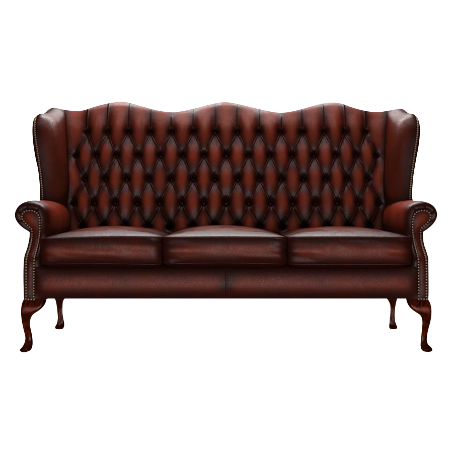 Gladstone 3 Sits Chesterfield Soffa Antique Chestnut