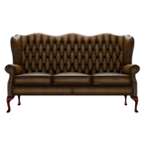 Gladstone 3 Sits Chesterfield Soffa Antique Gold