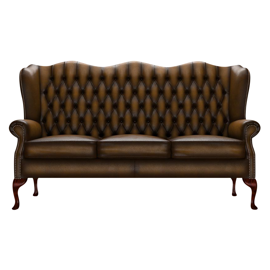 Ladda upp bild till gallerivisning, Gladstone 3 Sits Chesterfield Soffa Antique Gold
